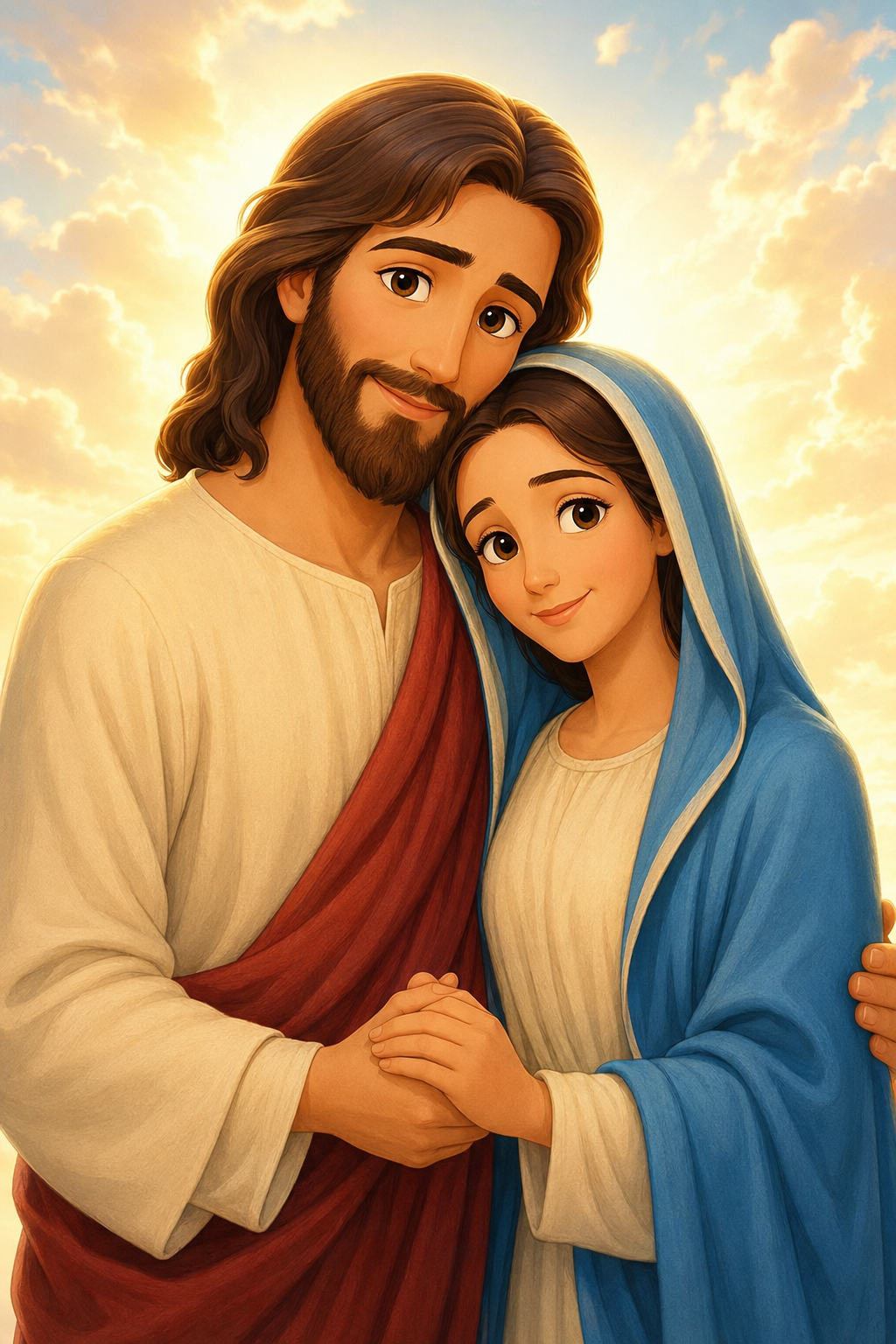Ilustración de Jesucristo junto a María